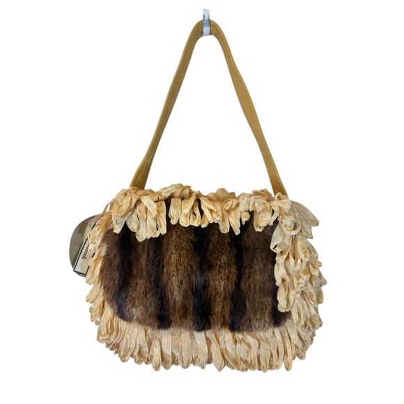 NWT Phoebe & Josephine Vintage 100% Mink & Leather Prairiecore Handbag Purse - Picture 1 of 10